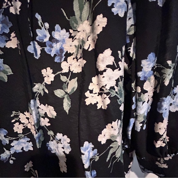 🖤H&M🖤.black floral long sleeve blouse top plus XXL Flowy Ruffle light weight - Picture 5 of 9